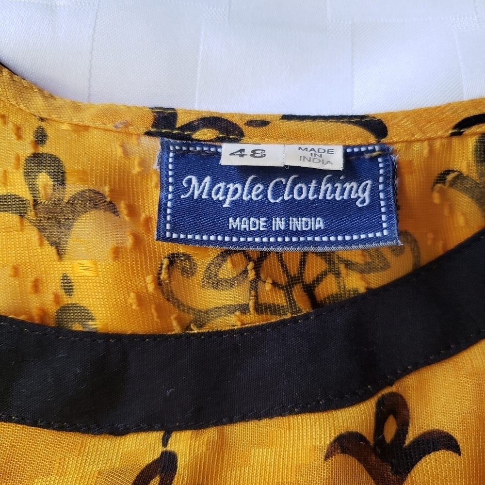 Maple Yellow & Teal Clothing Scoop Neck Short Sleeve Bohemian Top Size 2X - Picture 7 of 10